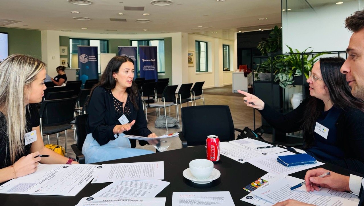 Megan Hunter facilitating a workshop session at a Scottish Financial Enterprise event